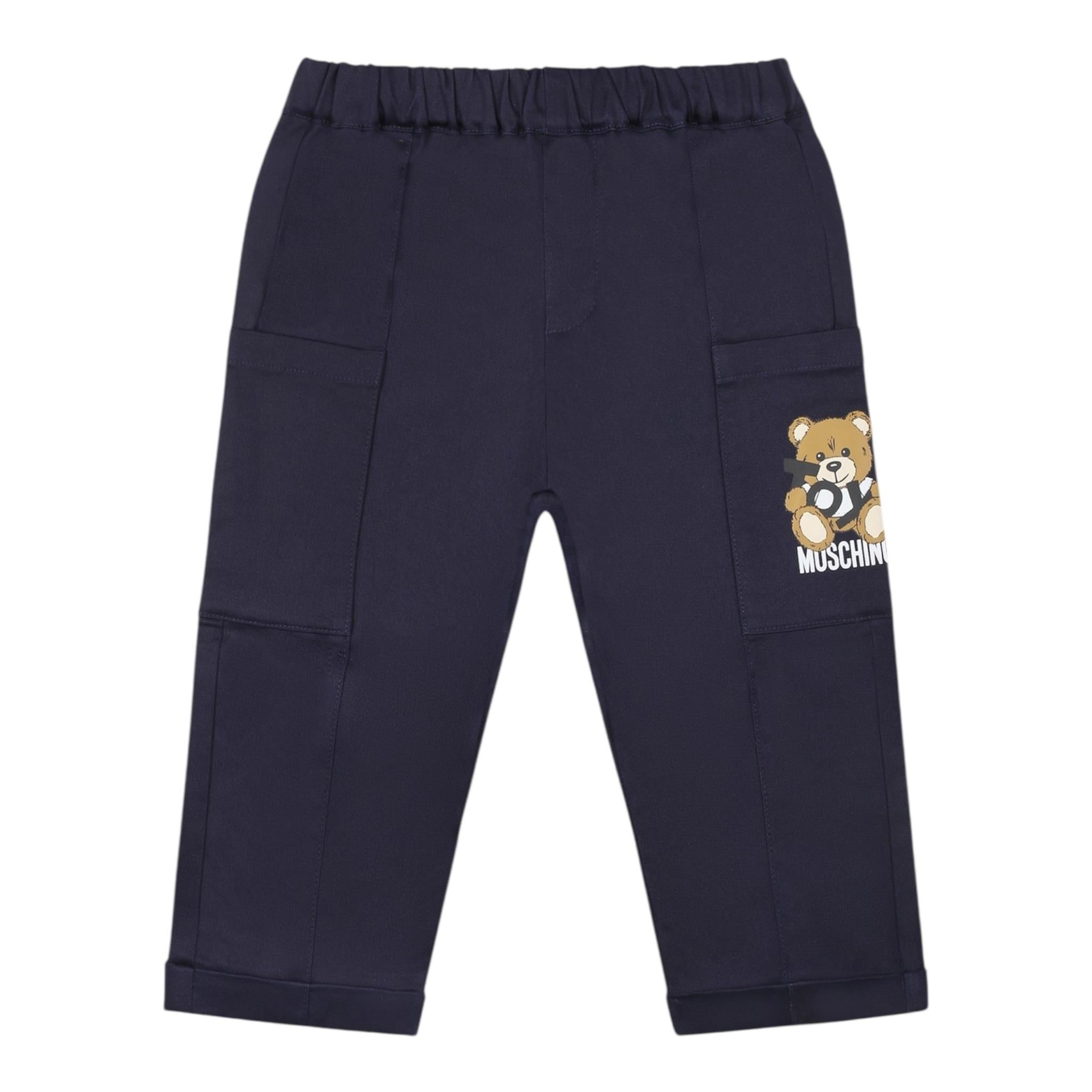 Moschino Pantalone Tinta Unita con Elastico In Vita per Neonato MUP05CN BLU MOSCHINO 