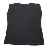 Odi Et Amo Canotta Tinta Unita Con Stampa Brillantini Nero Per Bambina