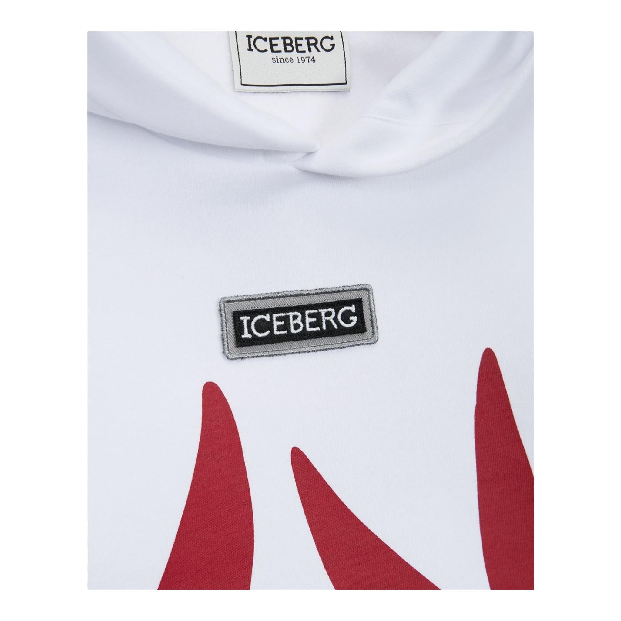 ICEBERG felpa chiusa con cappuccio tinta unita con stampa logo Bianco per Bambino MFICE5318J BIANCO ICEBERG 