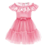 Monnalisa Abito Tinta Unita con Tulle per Neonata 17C905N ROSA MONNALISA 