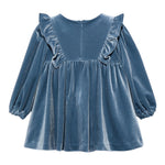 ABEL & LULA abito tinta unita in velluto con balze Blu per Bambina 5504J BLU ABEL & LULA 