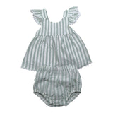 Babidu Completo 2 Pezzi Camicia-Coulotte Fantasia A Righe per Neonata 93409 VERDE BABIDU 