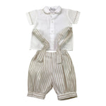 Colibri Completo 2 Pezzi Salopette-Camicia Fantasia A Righe Bicolore per Neonato 2CCTCP2B BIANCO/BEIGE COLIBRI 