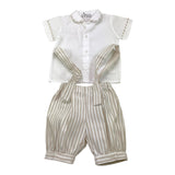 Colibri Completo 2 Pezzi Salopette-Camicia Fantasia A Righe Bicolore per Neonato 2CCTCP2B BIANCO/BEIGE COLIBRI 