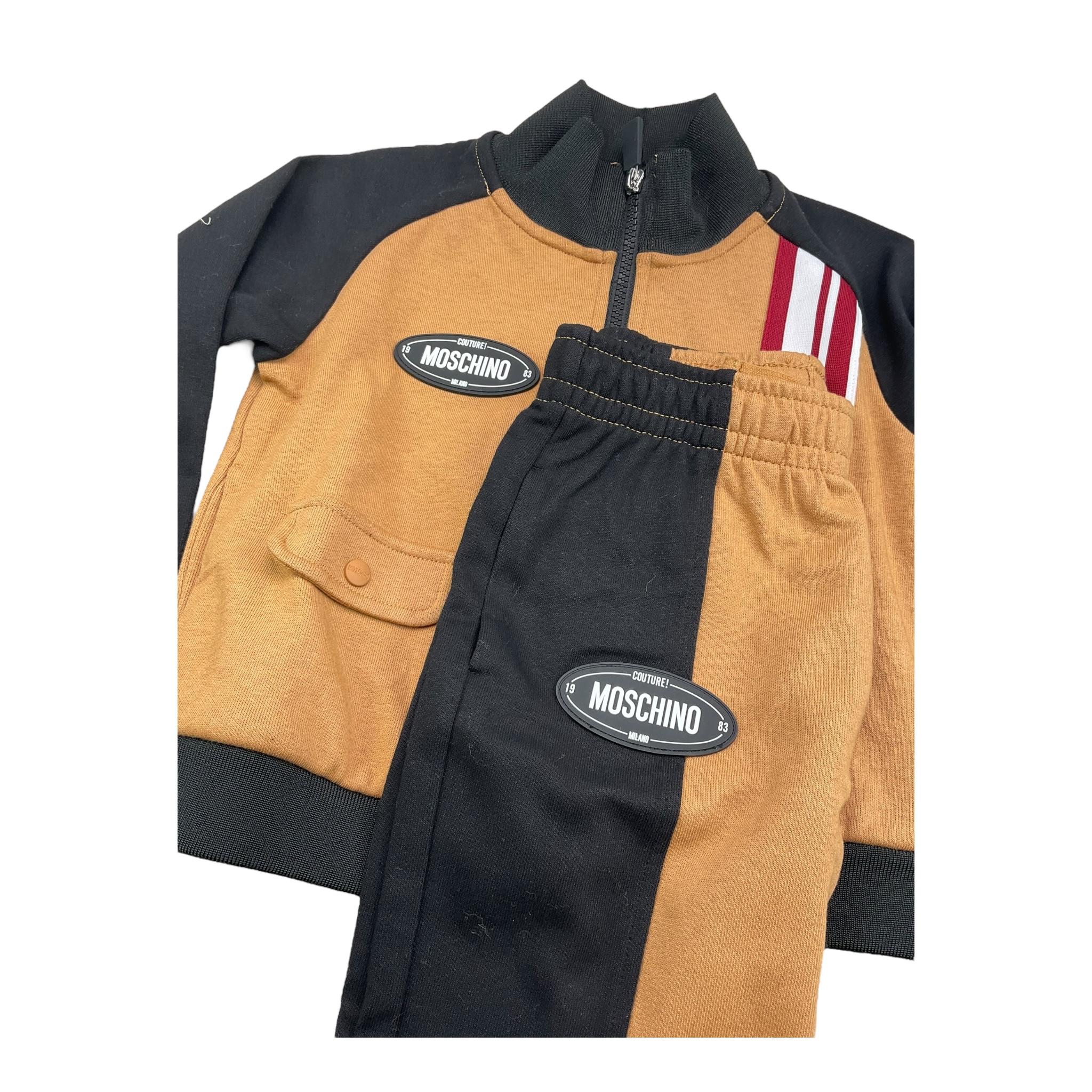 MOSCHINO completo 2 pezzi felpa-pantalone bicolore Beige per Bambino HUK041 BEIGE MOSCHINO 