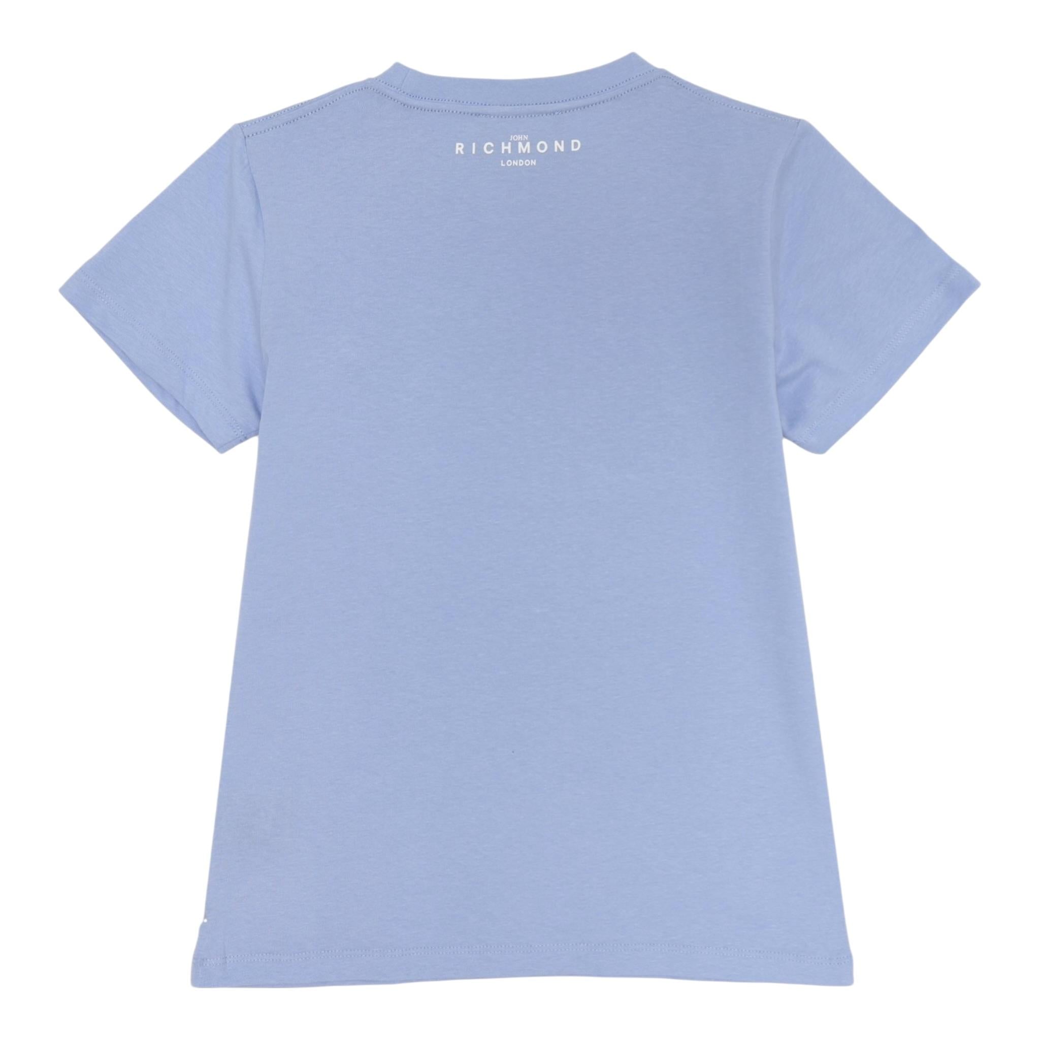 John Richmond T-Shirt Girocollo Tinta Unita con Stampa per Bambino RBP25117TSXX AZZURRO JOHN RICHMOND 