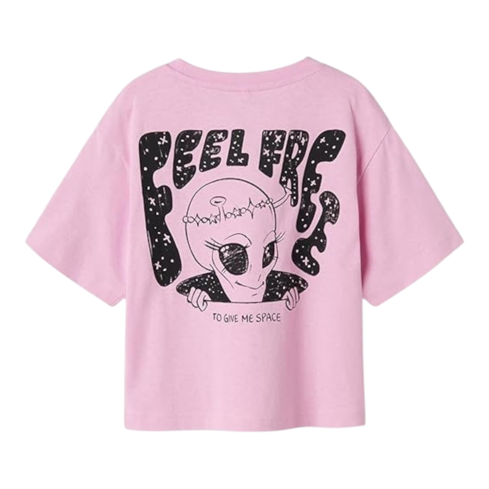 NAME IT t-shirt tinta unita girocollo con stampa Rosa per Bambina 13234109 ROSA NAME IT 