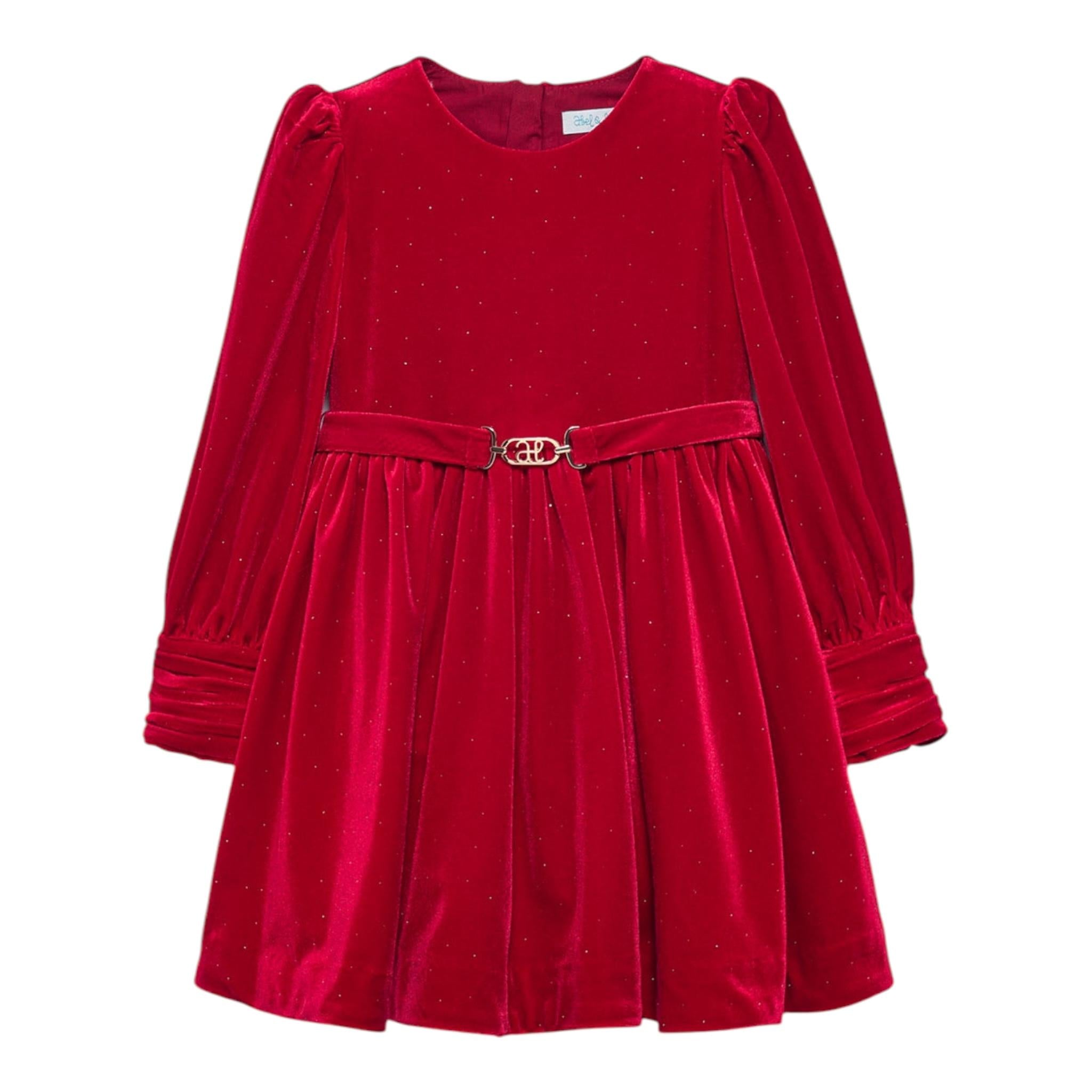 ABEL & LULA abito in velluto tinta unita con cintura Rosso per Bambina 5536 ROSSO ABEL & LULA 