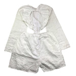 Minimo Tuta Intera Corta Manica Lunga In Pizzo San Gallo Bianco Per Bambina MH30014X BIANCO MINIMO 