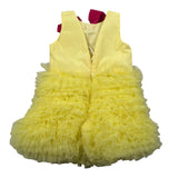 Miss Grant Abito Giromanica tinta unita con Tulle Giallo per Bambina MG1349XX GIALLO MISS GRANT 