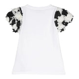 Miss Blumarine T-Shirt Tinta Unita Con Maniche In Contrasto Bianco Per Bambina