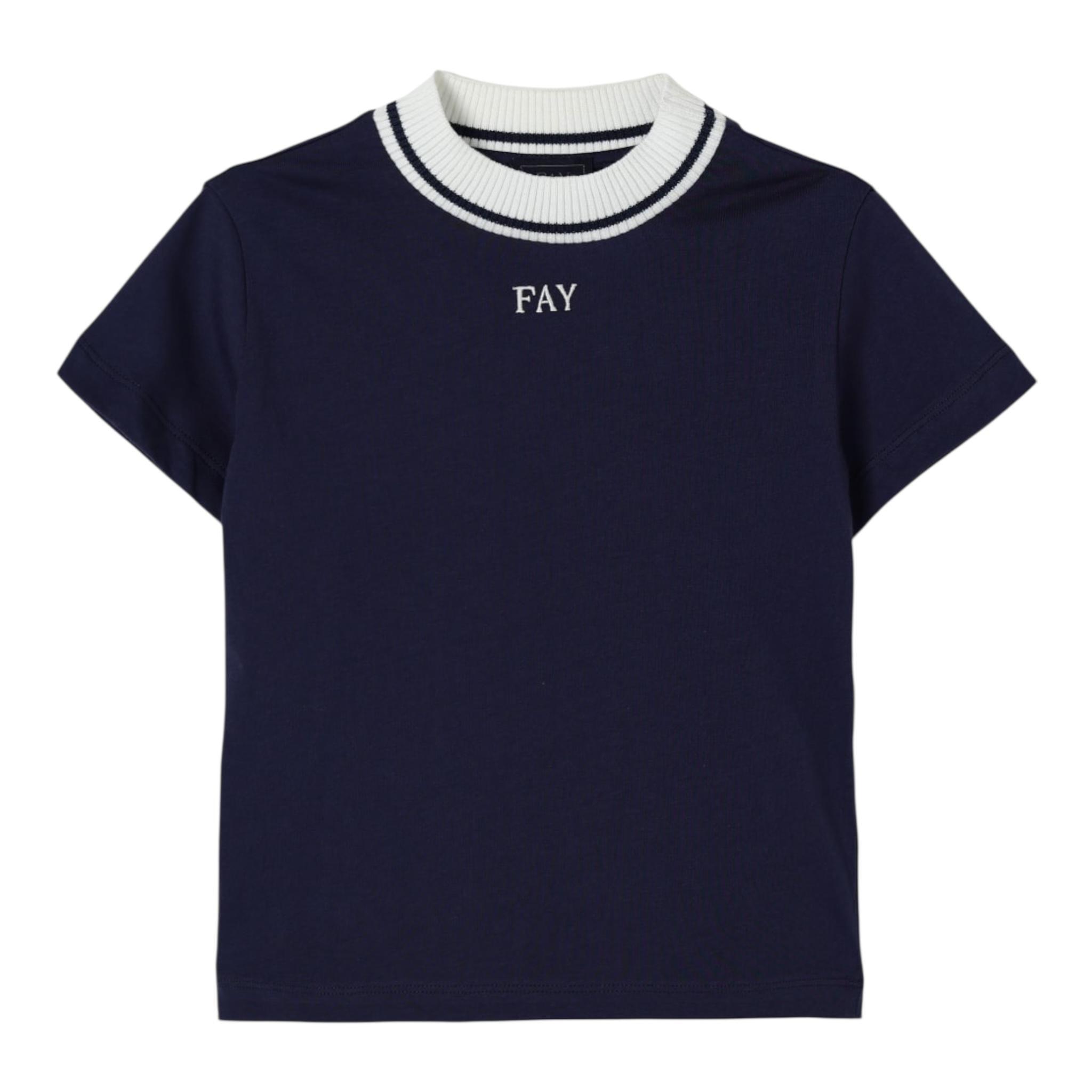 Fay T-Shirt Girocollo con Stampa Tinta Unita per Bambino FW8P91X BLU FAY 