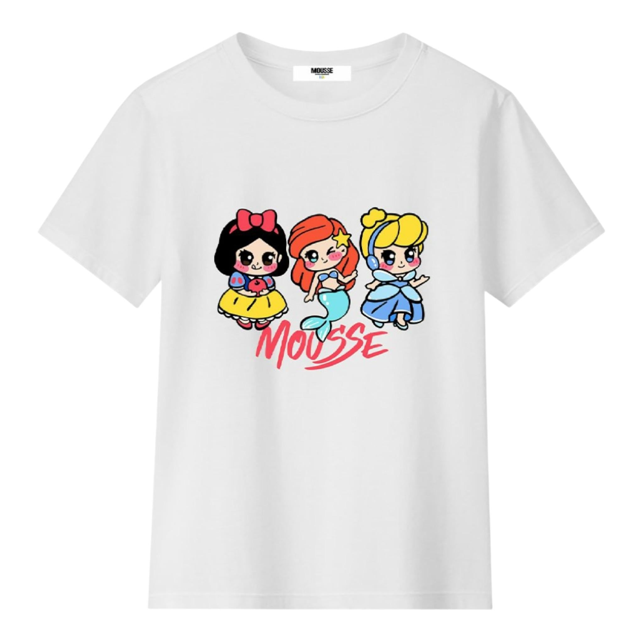 Mousse T-Shirt Girocollo Tinta Unita con Stampa per Bambina LOVEPRINCESSS BIANCO MOUSSE 