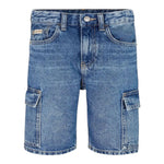 Calvin Klein Bermuda In Denim Tinta Unita con Tasconi per Bambino IB0IB024301 BLU CALVIN KLEIN 