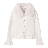 MAYORAL cardigan tinta unita con collo pelliccia Panna per Bambina 4309 PANNA MAYORAL 