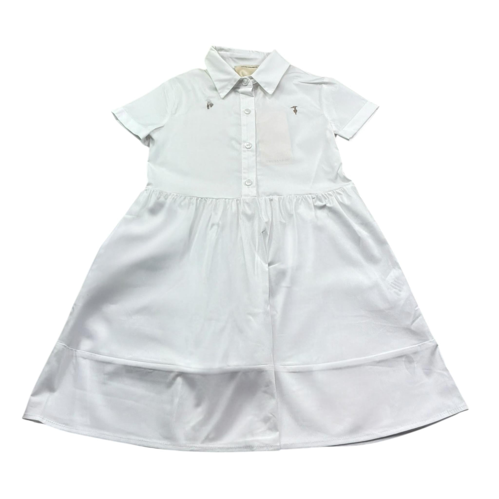 Trussardi Abito Tinta Unita Mezza Manica Modello Camicia per Bambina TGP26043VE BIANCO TRUSSARDI 