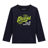 Guess Shirt Girocollo Tinta Unita con Logo per Neonato N5RI17K8HM4 BLU GUESS 