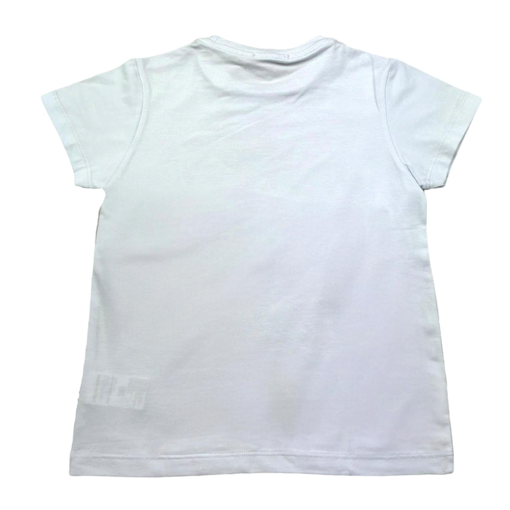 Daniele Alessandrini T-Shirt Girocollo Tinta Unita con Stampa In Contrasto per Bambino 1236M00226X BIANCO DANIELE ALESSANDRINI 