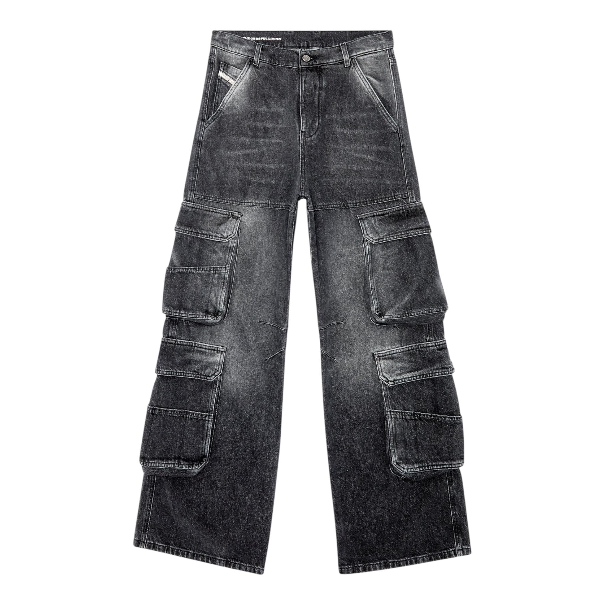Diesel Jeans Modello Palazzo con Tasconi per Bambina J01725 NERO DIESEL 