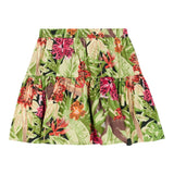 Kenzo Gonna Tinta Unita Con Fantasia Floreale Verde Per Bambina