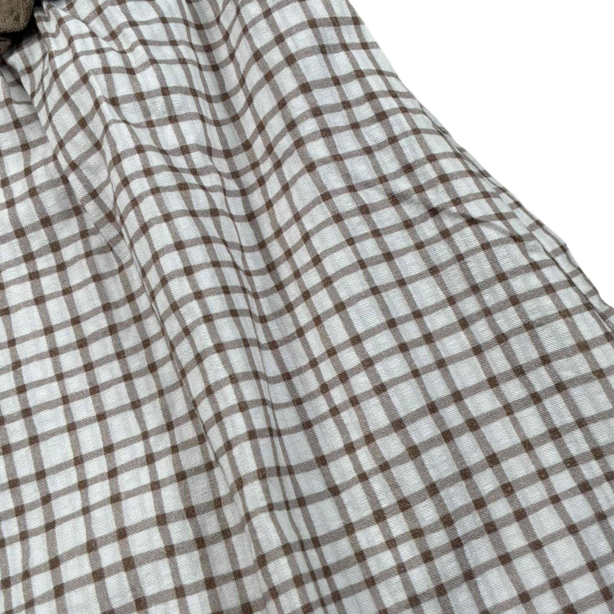 Petit Indi Abito Bicolore con Fantasia Quadri per Bambina SS25BK6527XJ BIANCO/BEIGE PETIT INDI 