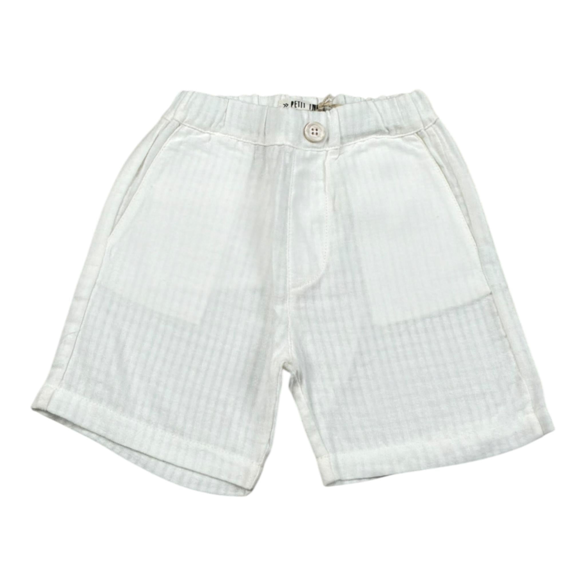 Petit Indi Bermuda Tinta Unita con Elastico In Vita per Neonato SS25BK8040X BIANCO PETIT INDI 