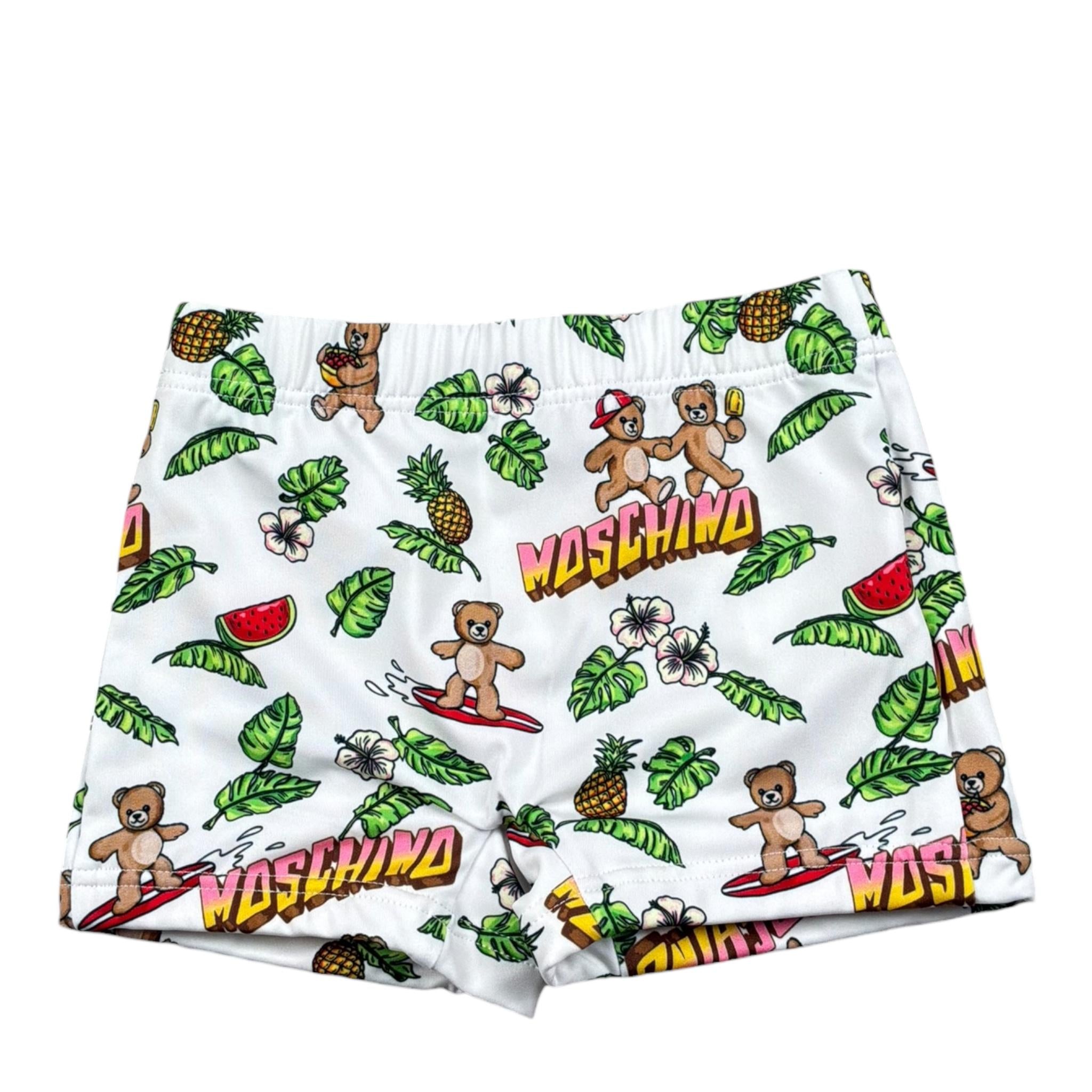 Moschino Costume Modello Boxer Tinta Unita con Stampa per Neonato M5L006 BIANCO MOSCHINO 