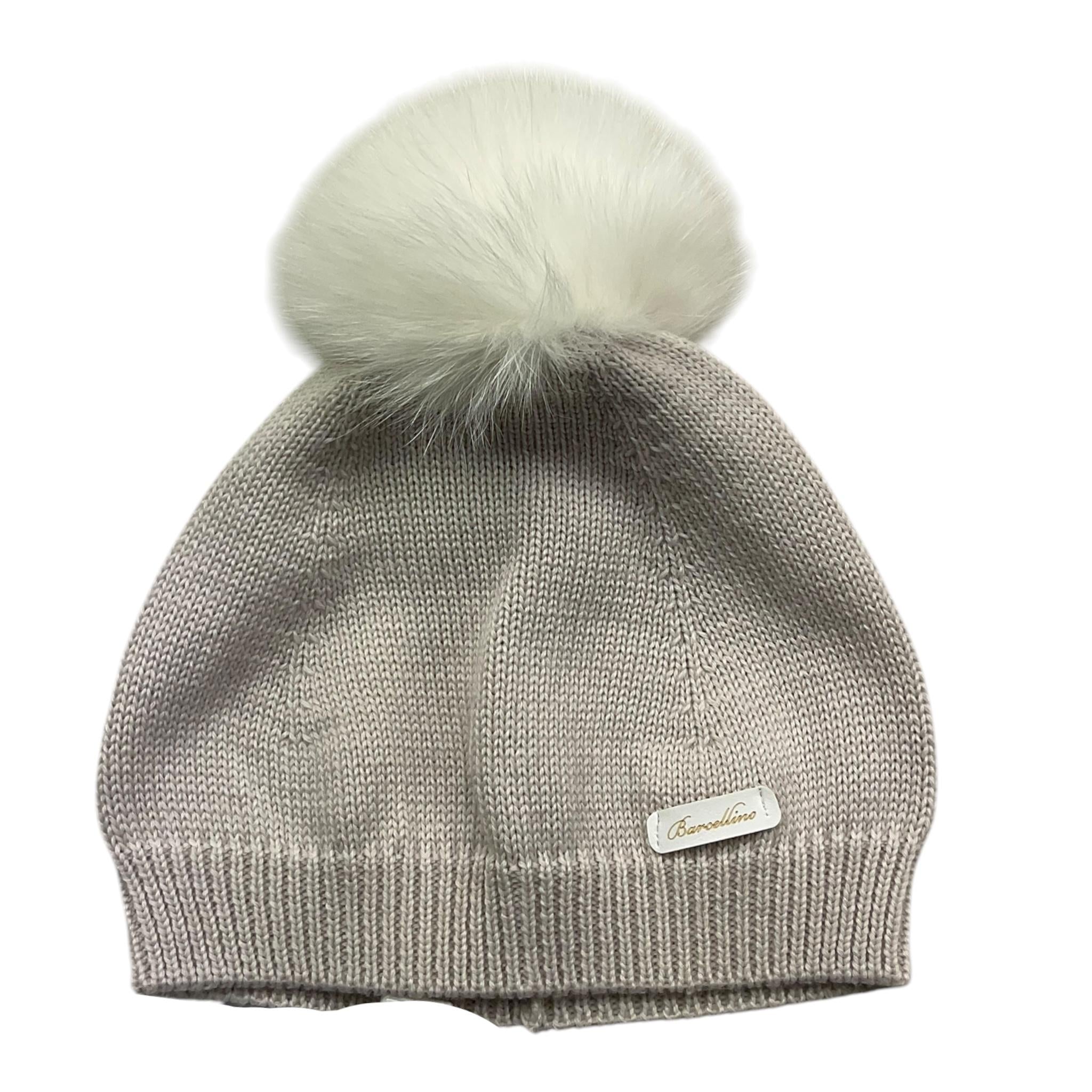 BARCELLINO cappello tinta unita con pon pon Beige per Neonata 115114 BEIGE BARCELLINO 