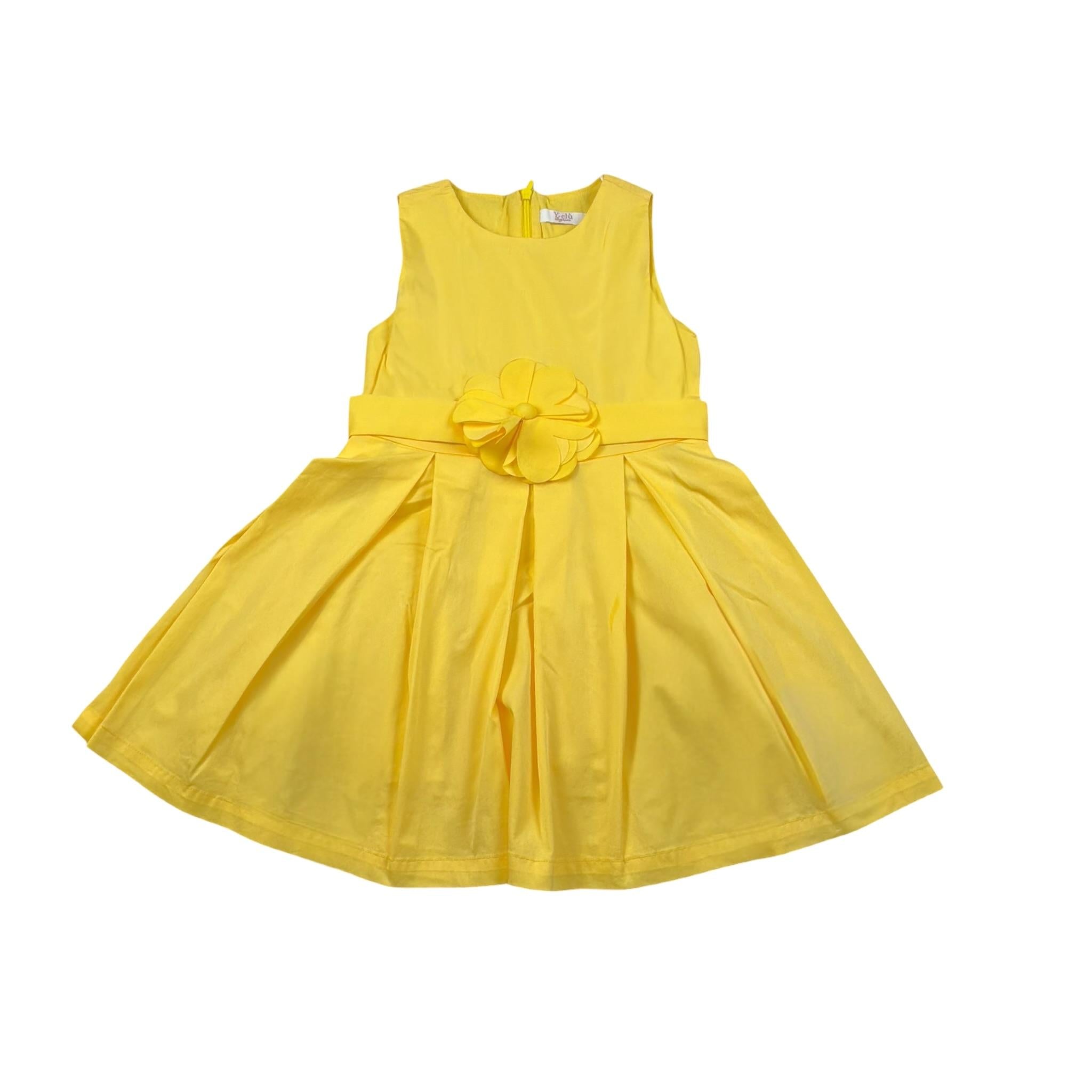 Y-Clu Abito Tinta Unita Giromanica per Bambina YEB004 GIALLO Y-CLU 