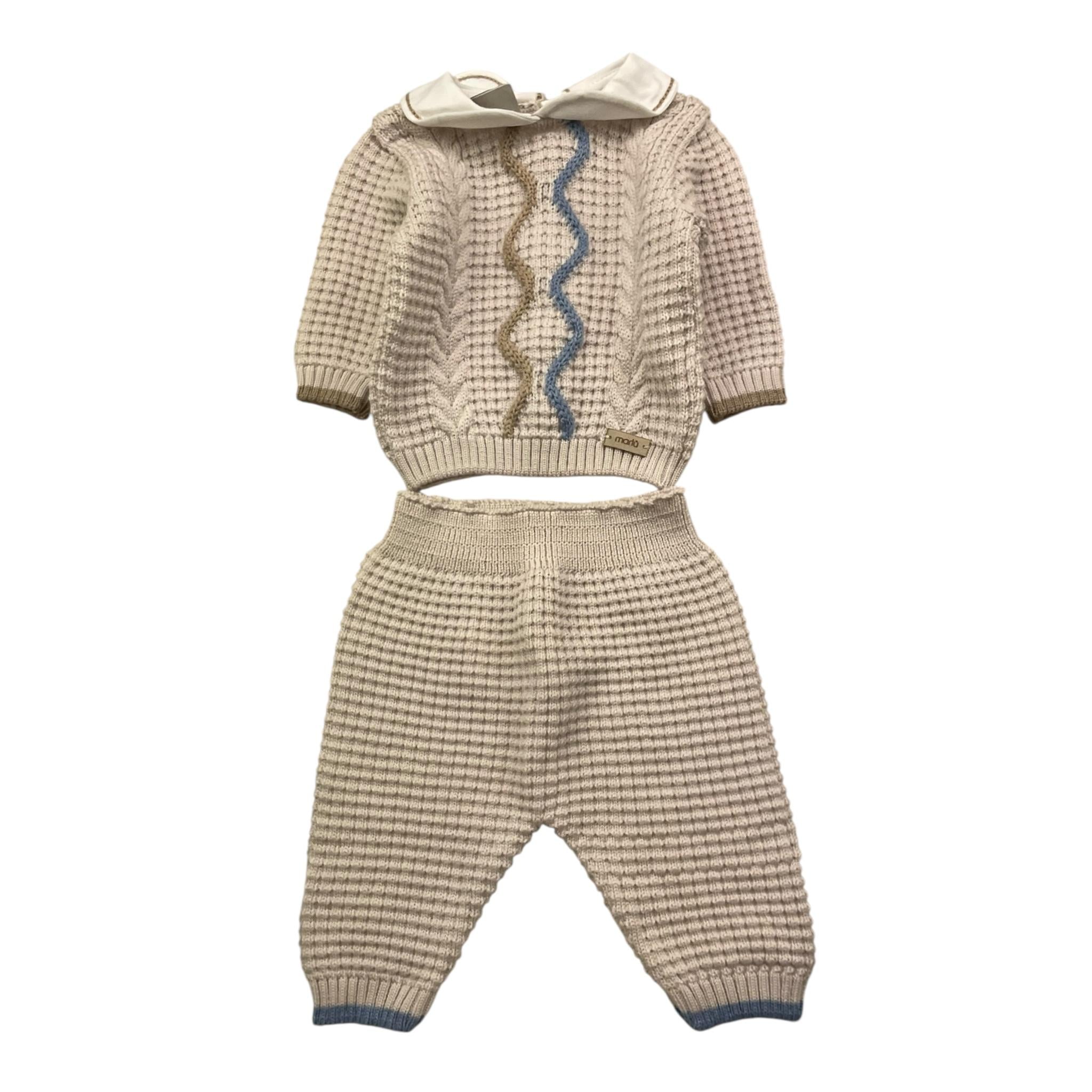 MARLU' completo 2pz maglia-pantalone tinta unita con fantasia Beige per Neonato IG6350 BEIGE MARLU' 