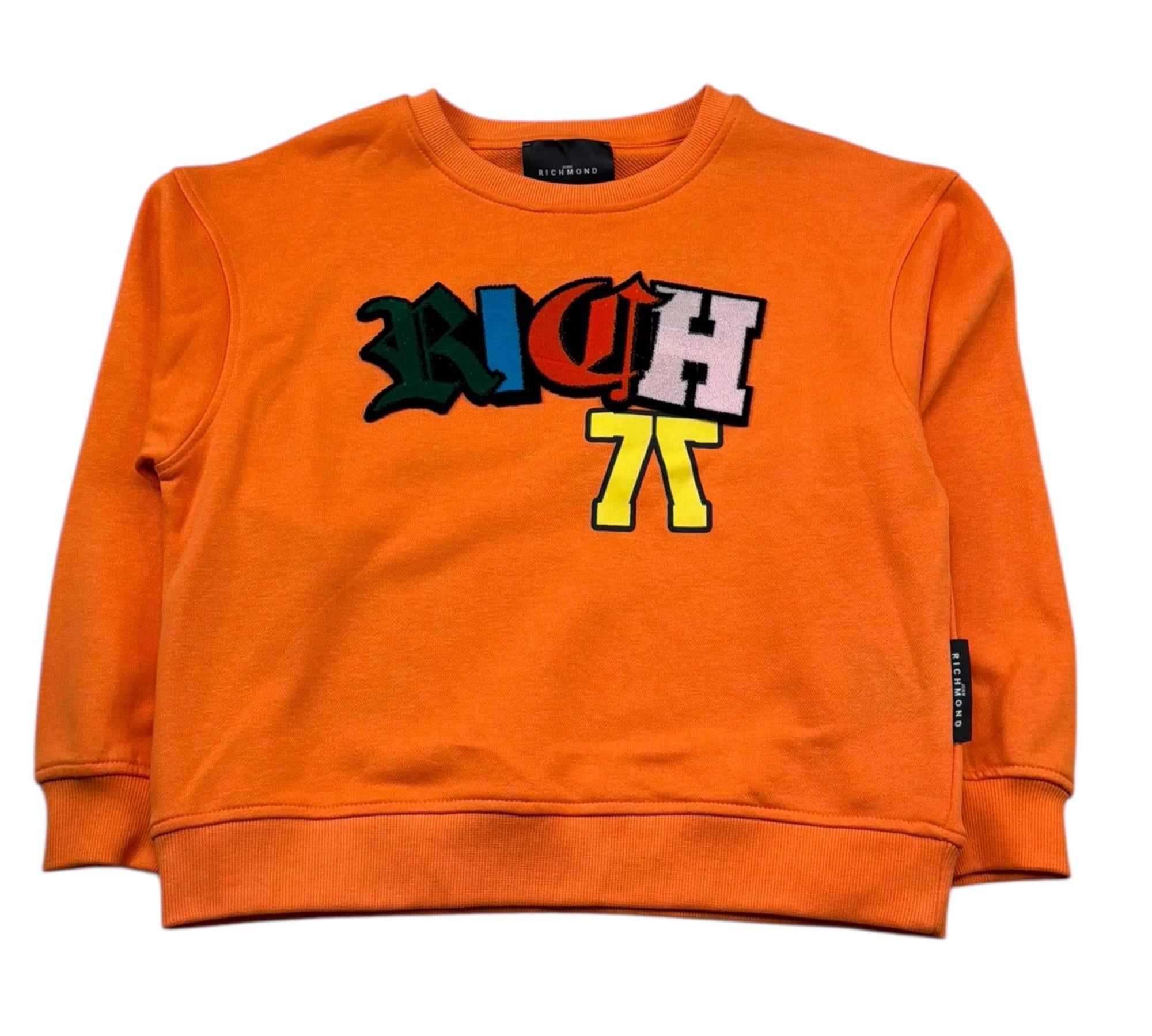 John Richmond Felpa Chiusa Girocollo Tinta Unita con Logo per Bambino RBP26053FE ARANCIONE JOHN RICHMOND 