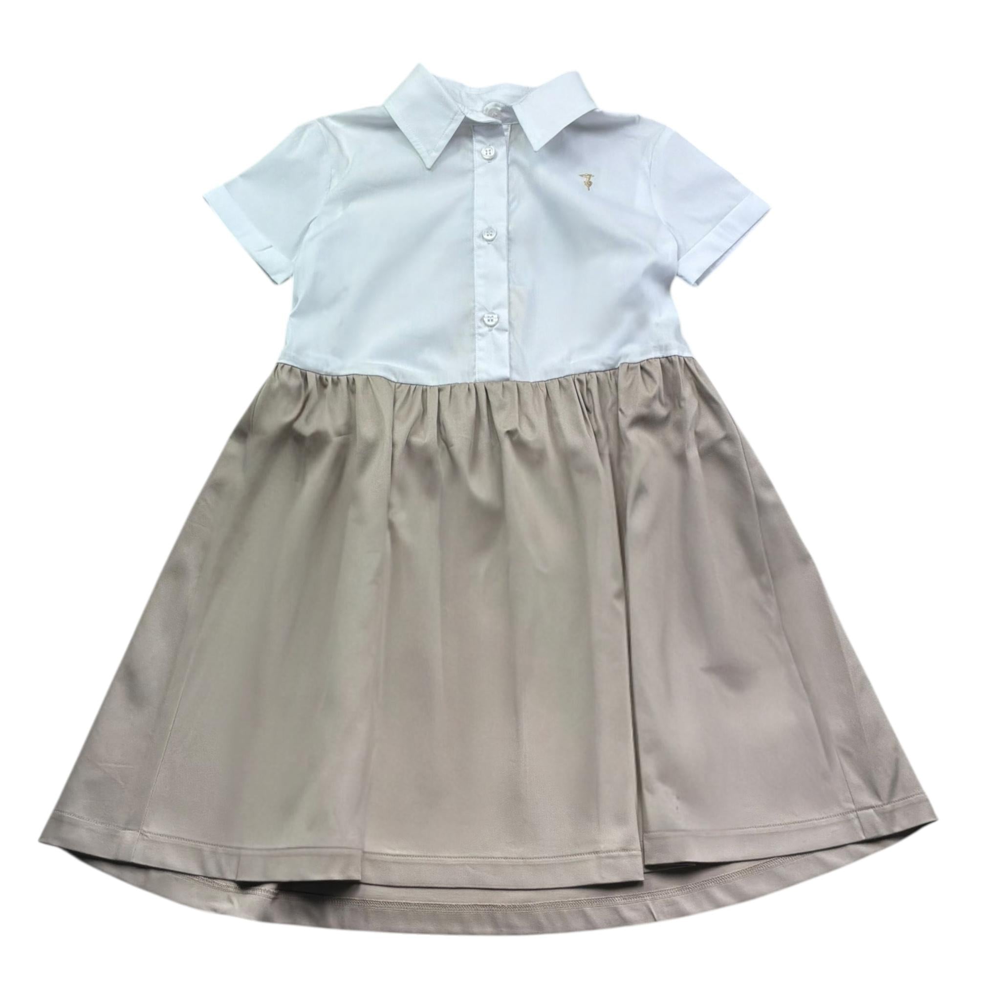 Trussardi Abito Bicolore Mezza Manica per Bambina TGP26036VE BIANCO/BEIGE TRUSSARDI 