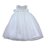 Isabel Couture Abito Tinta Unita con Tulle per Bambina IS43063 BIANCO ISABEL COUTURE 
