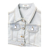 Vicolo Gilet In Denim Tinta Unita Azzurro per Bambina