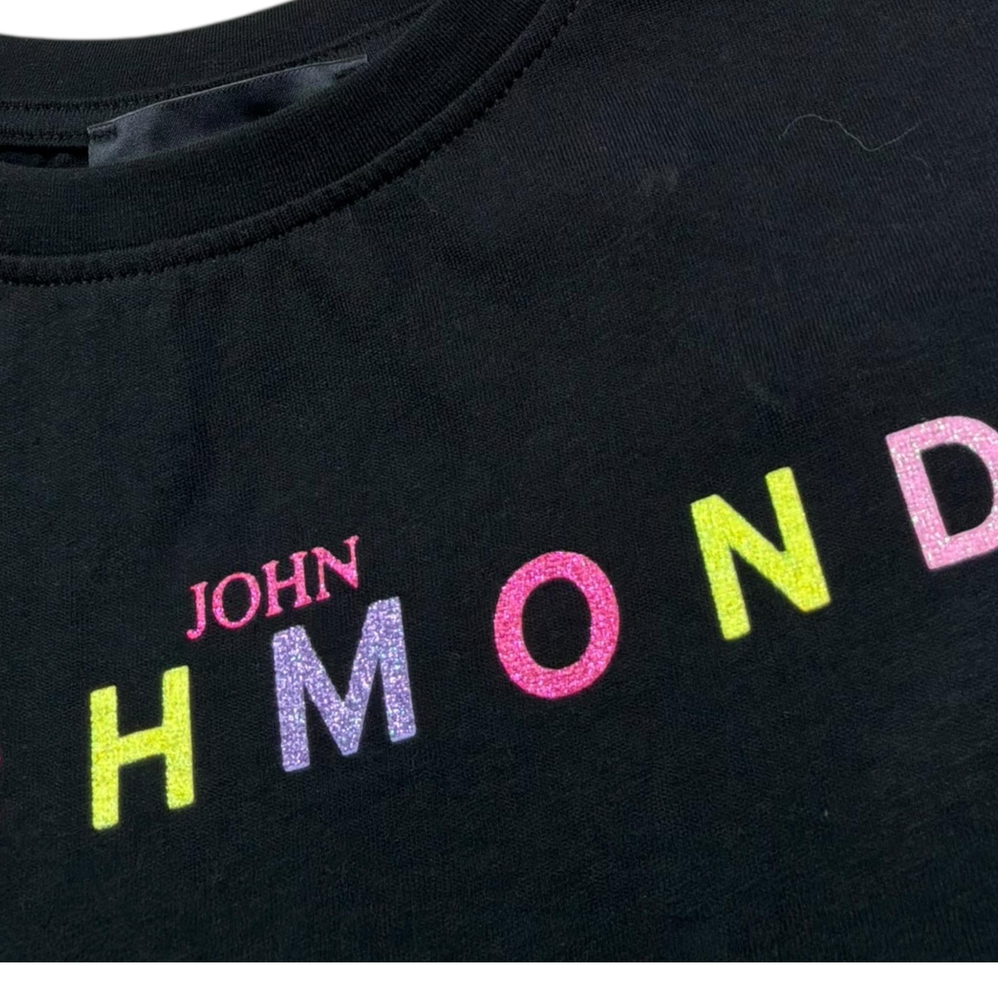 John Richmond T-Shirt Modello Crop Tinta Unita con Stampa per Bambina RGP26008TO NERO JOHN RICHMOND 