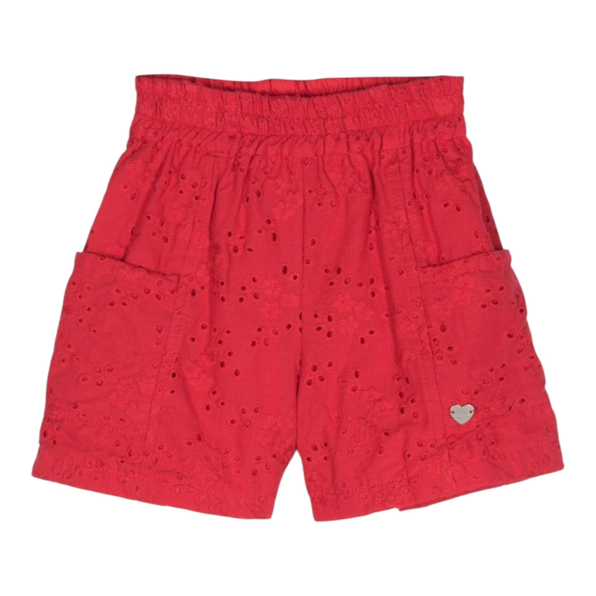 Monnalisa Short Tinta Unita Traforato con Elastico In Vita per Bambina 11C41 ROSSO MONNALISA 