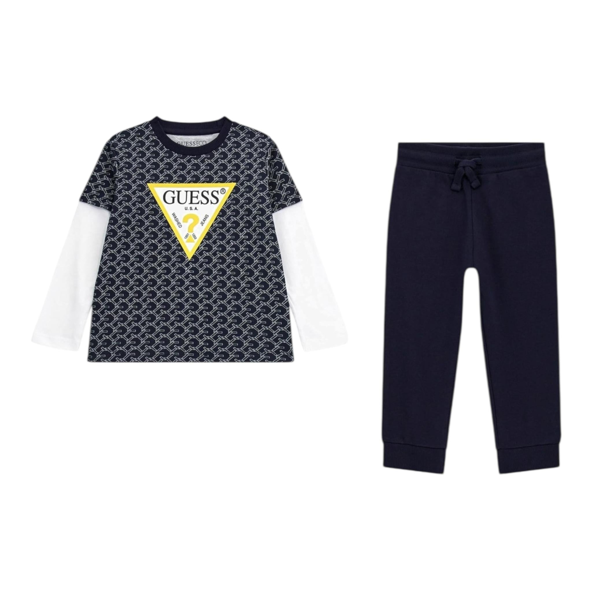 GUESS completo 2 pezzi shirt-pantalone Blu per Bambino N4YG01K8HM3 BLU GUESS 