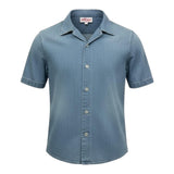 Saint Barth Camicia In Deim Tinta Unita Mezza Manica per Bambino 00862L AZZURRO SAINT BARTH 