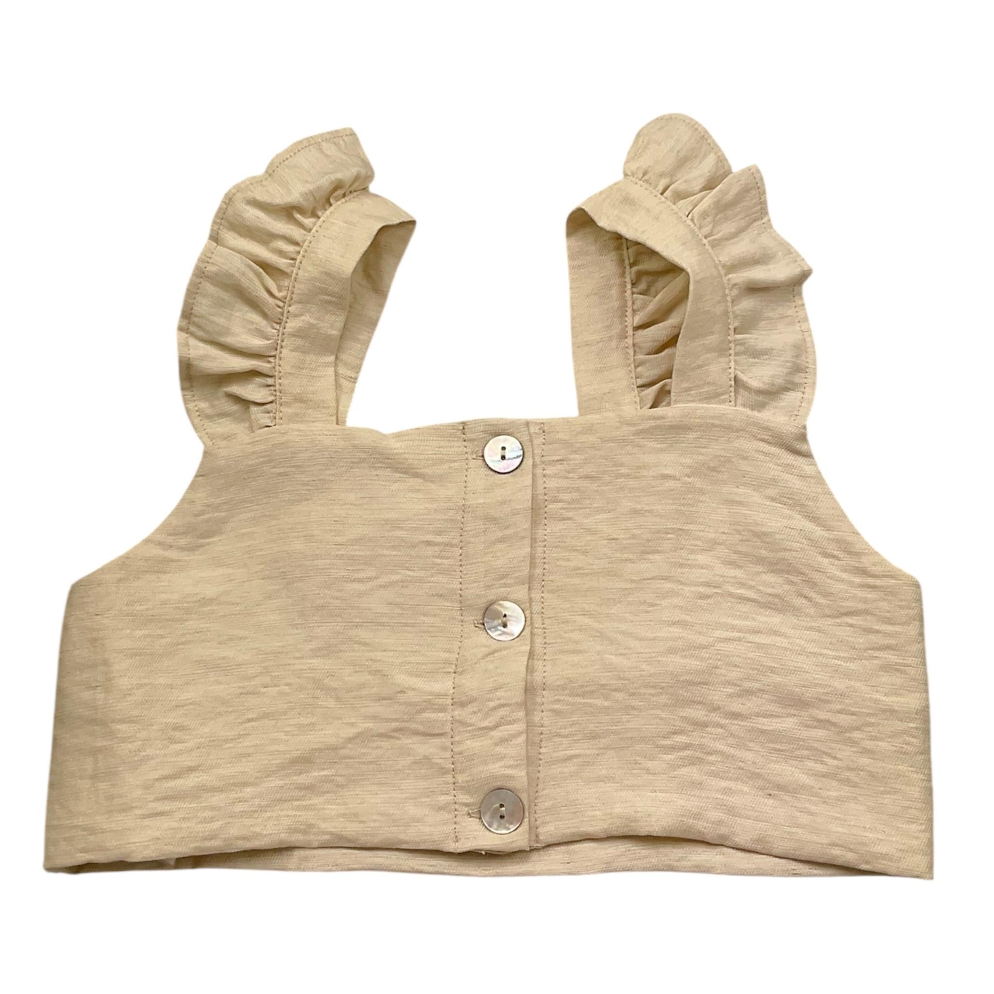 Janice Top Tinta Unita con Balze per Bambina JN809B BEIGE JANICE 