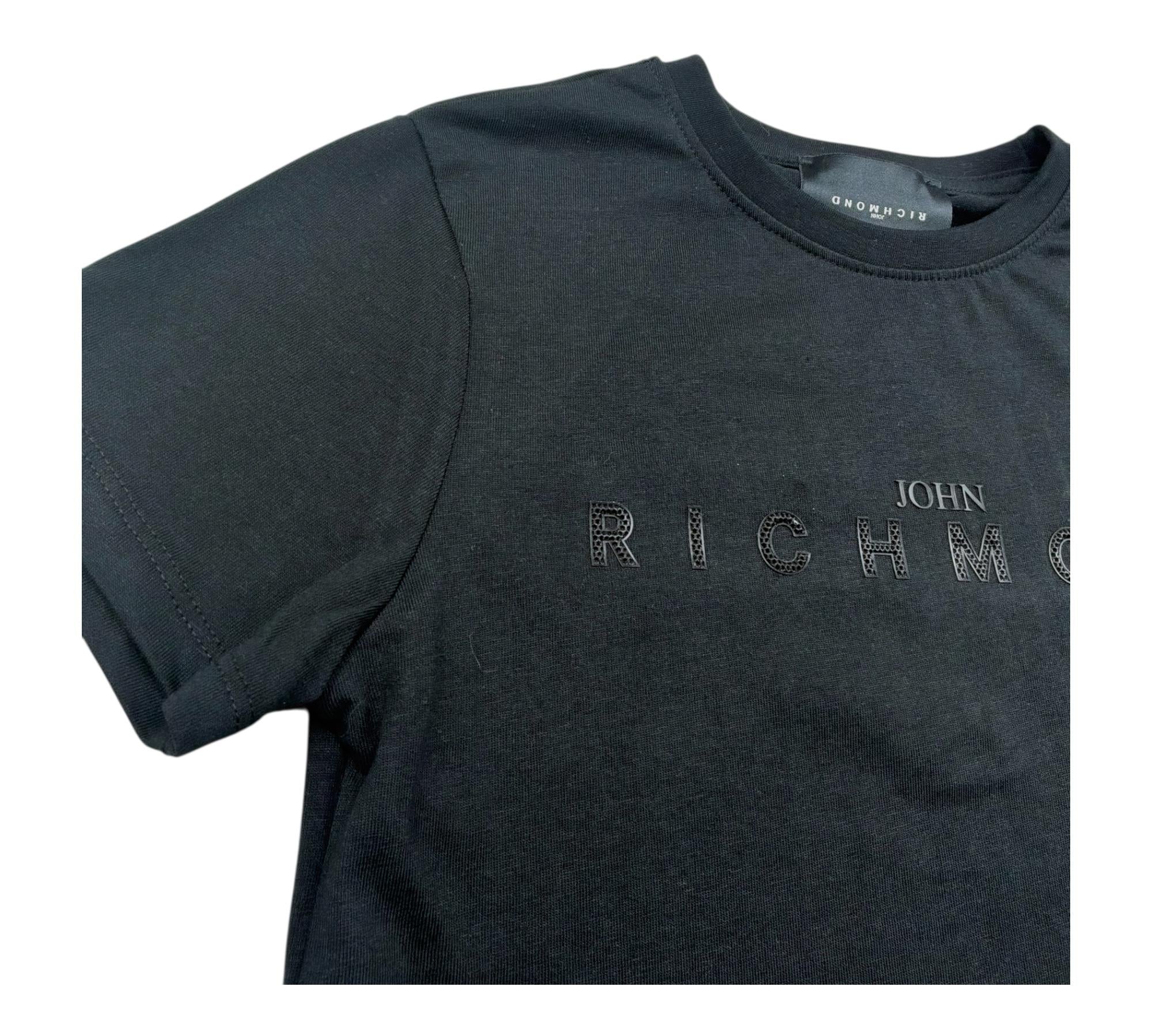 John Richmond T-Shirt Girocollo Tinta Unita con Logo per Bambina RGP26017TS NERO JOHN RICHMOND 