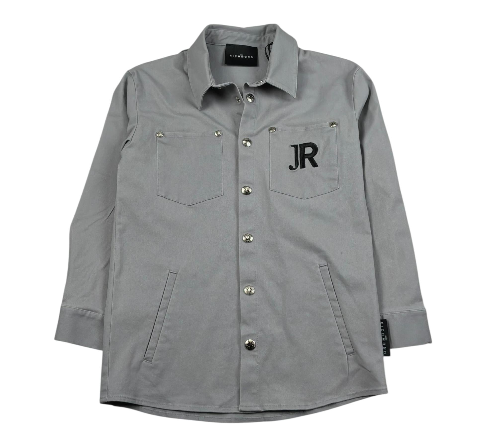 John Richmond Camicia Tinta Unita con Bottoni E Logo per Bambino RBP26212CA GRIGIO JOHN RICHMOND 