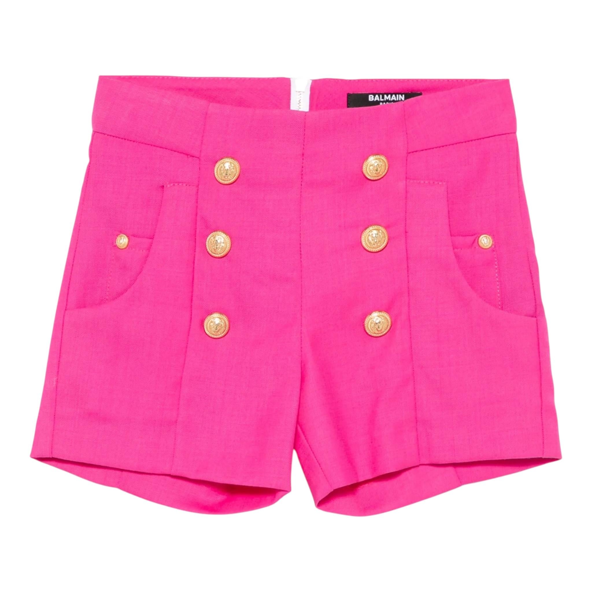 Balmain Short Tinta Unita con Bottoni per Bambina BW6A59 FUXIA BALMAIN 