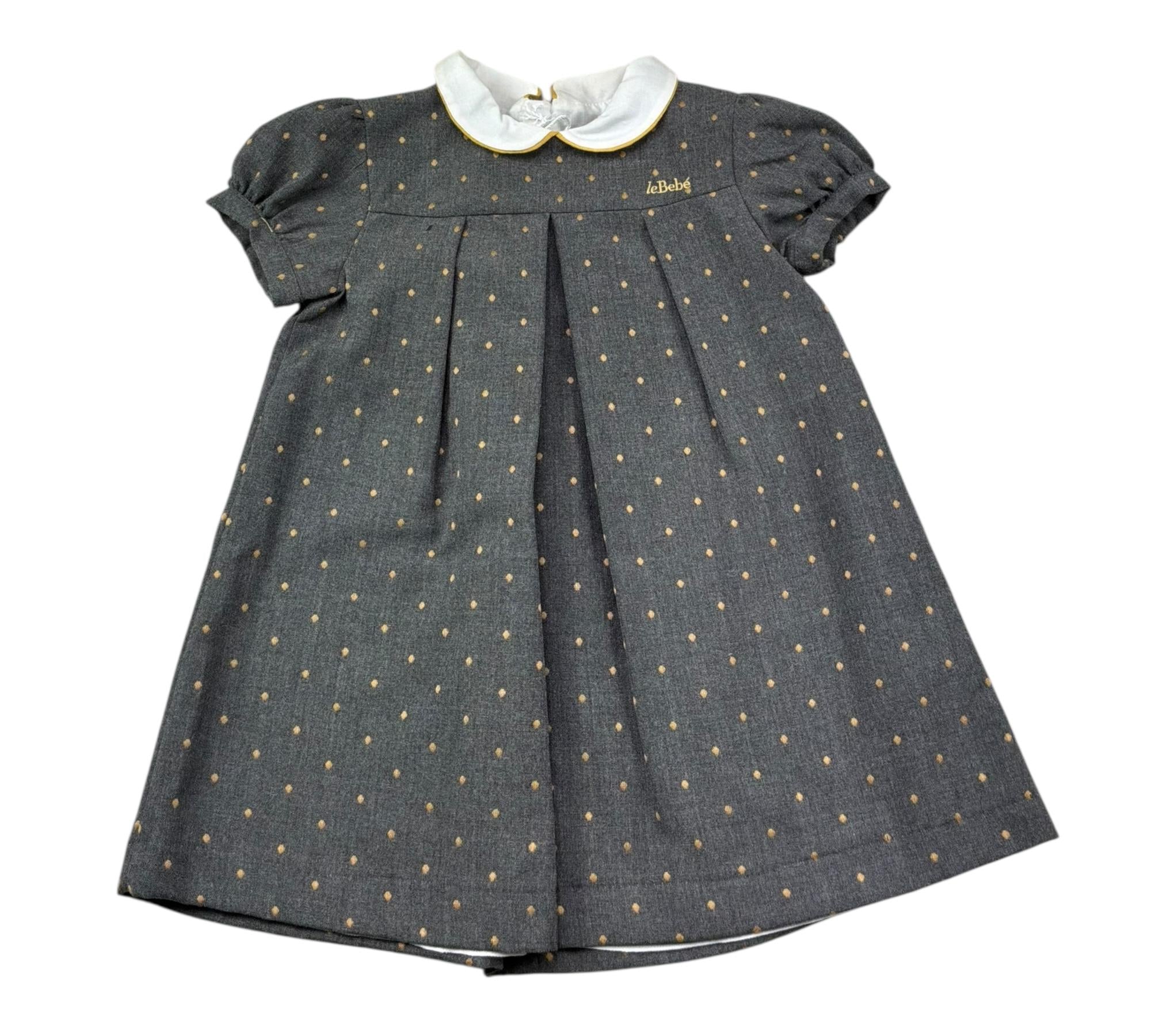 Le Bebe Abito Mezza Manica Tinta Unita con Colletto per Bambina LBG0424J GRIGIO LE BEBE 