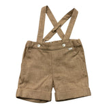 Le Bebe' Bermuda Tinta Unita Con Bretelle Beige Per Neonato