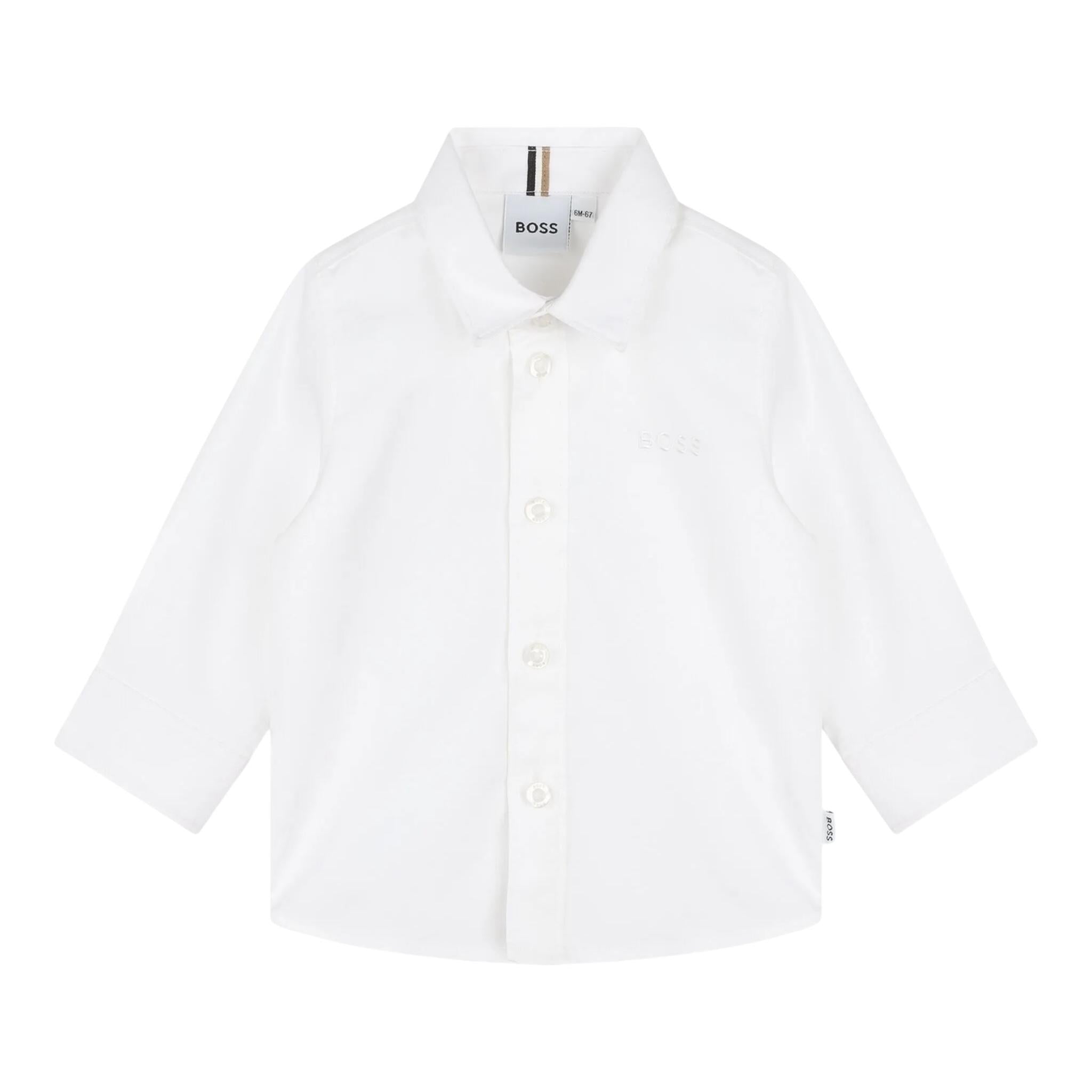 Boss Camicia Manica Lunga Tinta Unita per Neonato J51087 BIANCO BOSS 