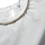 Lu Lu By Miss Grant T-Shirt Crop Tinta Unita con Brillantini per Bambina LL3615 BIANCO LU LU BY MISS GRANT 