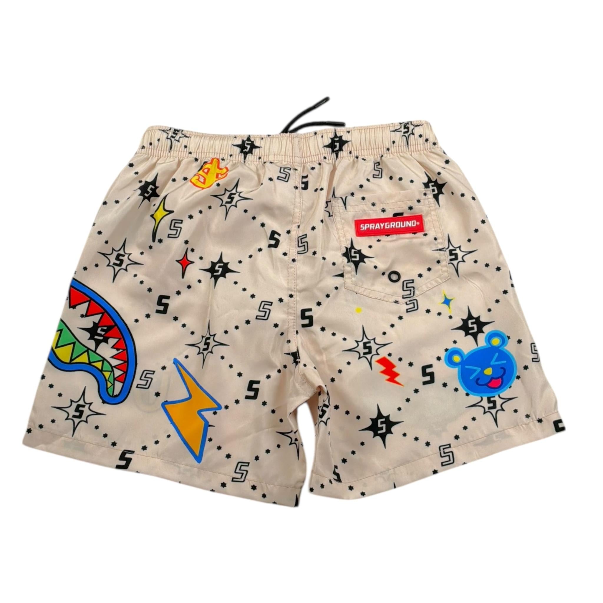 Sprayground Costume Modello Bermuda Tinta Unita con Stampa per Bambino SPY1308SAND BEIGE SPRAYGROUND 