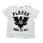 Please T-Shirt Girocollo tinta unita con Stampa Bianco per Neonato MB36030B BIANCO PLEASE 
