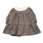 BABIDU abito tinta unita con fantasia a quadri e colletto Bianco per Bambina 90660 BIANCO BABIDU 