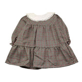 BABIDU abito tinta unita con fantasia a quadri e colletto Bianco per Bambina 90660 BIANCO BABIDU 
